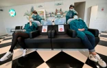 Dans un salon de coiffure de Bruay-la-Buissière (Pas-de-Calais), répétition le 8 mai 2020 avant la réouverture
