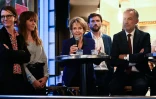 Frédérique Bredin, candidate socialiste à la députation dans la 2e circonscription de Paris, lance sa campagne aux côtés du candidat PS aux municipales Emmanuel Grégoire (d) et de sa suppléante Marine Rosset (g), le 2 septembre 2025
