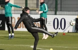 Le sélectionneur de l'Allemagne Joachim Löw (c) lors d'une séance d'entraînement à Leipzig, le 17 novembre 2018