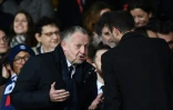 Le président lyonnais Jean-Michel Aulas, ici au Parc des Princes lors du match PSG-Lyon, le 9 février 2020, mène une croisade contre l'arrêt du championnat