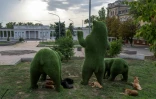 Un parc déserté dans la ville ukrainienne de Marganets (sud), le 12 août 2022 