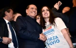 Silvio Berlusconi, le leader de Forza Italia, lors d'un meeting électoral le 25 février 2018 à Milan