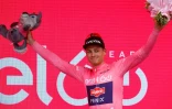 Le Néerlandais Mathieu van der Poel toujours maillot rose du Giro après la 3e étape, le 8 mai 2022 à Balatonfüred