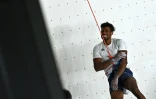 Le Français Bassa Mawem au cours de l'épreuve de difficulté en escalade, le 3 août 2021 aux Jeux olympiques de Tokyo