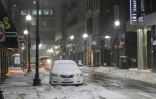 Une rue de Boston dans le Massachusetts, sous la neige, le 13 février 2017