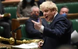 Le Premier ministre britannique Boris Johnson, le 25 janvier 2022 devant le parlement à Londres