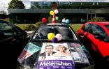 Voiture décorée pour la campagne électorale de la Nupes, à Caen, le 8 juin 2022
