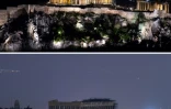L'Acropole éteint les lumières pour l'"Earth Hour", le 30 mars 2019