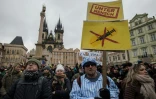 Manifestation contre les mesures de restrictions prises pour lutter contre l'épidémie de coronavirus, le 10 janvier 2021 à Prague