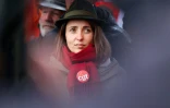 La nouvelle leader de la CGT, Sophie Binet, lors de la 12e journée d'action contre la réforme des retraites, le 13 avril 2023 à Paris