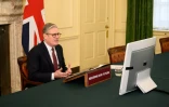 Le Premier ministre britannique Keir Starmer pendant un sommet virtuel consacré à l'Ukraine, le 15 mars 2025 à Londres