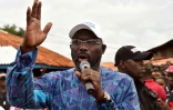 L'ancien footballeur George Weah, candidat à la présidentielle, lors d'un meeting de campagne, le 8 octobre 2017 à Monrovia