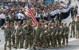 Défilé de soldats américains lors de la parade militaire marquant le 30e anniversaire de l'indépendance de l'Ukraine, le 24 août à Kiev