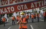 Manifestation à Athènes le 6 mai 2021 contre une réforme du travail controversée qui assouplit la réglementation sur le temps de travail
