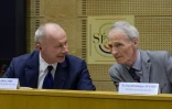 Thierry Bolloré (g) avec le président de Renault, Jean-Dominique Senard, le 24 septembre 2019 devant la commission des affaires économiques du Sénat, à Paris