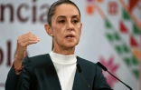 La présidente mexicaine, Claudia Sheinbaum, lors d'une conférence de presse, le 13 octobre 2025 à Mexico