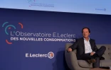 Michel-Edouard Leclerc, patron de l'enseigne, lors de la "Journée des nouvelles consommations", à Paris, le 4 octobre 2017