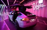 Une Tesla Model X présentée au CES de Las Vegas, peu avant l'ouverture du salon, le 3 janvier 2022