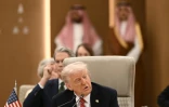 Le président américain Donald Trump lors d'une réunion du Conseil de coopération du Golfe (CCG), composé de six pays, le 14 mai 2025 à Ryad, en Arabie saoudite