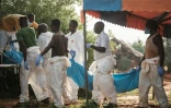 Des corps exhumés d'une fosse commune à Shakahola, près de Malindi, le 25 avril 2023 au Kenya