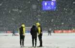 Les joueurs du Villareal, avant le report de leur match contre l'Atalanta Bergame, comptant pour la 6e journée du groupe F de la Ligue des Champions, le 8 décembre 2021 à Bergame