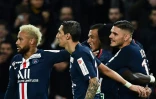 La force de frappe du PSG (de g. à d.) Neymar, Angel Di Maria, Kylian Mbappé et Mauro Icardi, en Coupe de la Ligue contre Saint-Etienne, le 8 janvier 2020 au Parc des Princes