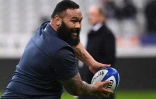 Le pilier droit du XV de France Uini Atonio lors d'un entraînement le 1er février 2019, au Stade de France