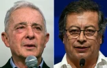 L'ex-président de droite Alvaro Uribe (à gauche) et le président de gauche Gustavo Petro (à droite)
sur un montage photo réalisé le 5 mars 2026, dont les deux forces politiques s'affrontent aux législatives du 8 mars en Colombie
