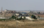 Vue générale depuis la Jordanie du poste-frontière de Jaber, connu sous le nom de Nassib en Syrie, le 7 juillet 2018