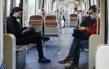 Dans le métro parisien ligne 2, le 24 avril 2020