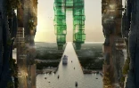 Photo fournie le 26 juillet 2022 par le projet de mégalopole futuriste NEOM montrant le plan de conception des structures parallèles de 500 mètres de haut, connues sous le nom de "The Line", au c&oelig;ur de la ville, sur la mer Rouge