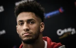 Le poiods lourd français Tony Yoka lors de la pesée officielle, le 22 juin 2018, à la veille de son combat contre l'Anglais Dave Allen à Paris