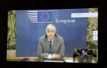 Le président de l'eurogroupe Mario Centeno le 9 avril 2020, lors d'une vidéoconférence avec le ministère français de l'économie, à Paris