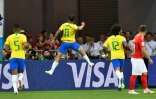 Le Brésilien Philippe Coutinho après avoir ouvert le score face à la Suisse lors du Mondial, le 17 juin 2018 à Rostov