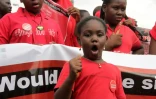 Des jeunes femmes manifestent en soutien aux lycéennes enlevées à Chibok par Boko Haram, à Abuja, le 14 avril 2016