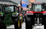 Des tracteurs sont stationnés à proximité du Berlaymont, siège de la Commission européenne à Bruxelles, le 26 février 2024
