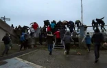 Capture d'écran d'une video de Taranis News en date du 24 janvier 2016, de migrants tentant de monter sur un ferry à Calais