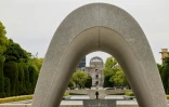 Le dôme de la bombe atomique au Mémorial de la paix d'Hiroshima,le 18 mai 2023 au Japon
