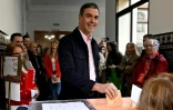 Le chef du gouvernement espagnol Pedro Sanchez vote à Madrid, le 28 mai 2023