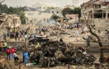 Dans le centre de Mogadiscio le 15 octobre 2017, au lendemain d'un attentat au camion piégé