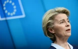 La présidente de la Commission européenne Ursula von der Leyen lors d'une réunion à Bruxelles le 26 février 2021