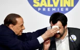 Silvio Berlusconi et le leader de la Ligue Matteo Salvini le 5 mars 2018.