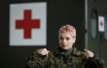 Gabrielle Ramseier, sergent de l'armée suisse, en formation à Bière (ouest) le 22 mars 2020