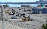 Vue, le 24 avril 2022, du site en construction d'un terminal qui réceptionnera d'ici quelques années des tonnes de CO2 liquéfié, à Oygarden, en Norvège