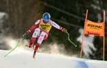 L'Autrichien Marco Schwarz, lors de la descente de Bormio, en Italie, jeudi