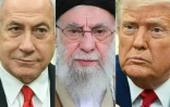 Le Premier ministre israélien Benjamin Netanyahu (gauche), le guide suprême iranien, l'ayatollah Ali Khamenei (centre) et le président américain Donald Trump (droite)

