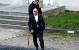 Serge Ayoub fondateur du mouvement d'extrême droite "Troisième voie" arrive au tribunal correctionnel d'Amiens, le 27 mars 2017