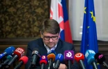 Le ministre slovaque de la Culture Marek Madaric lors d'une conférence de presse le 28 février 2018 à Bratislava en Slovaquie