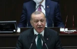 Le président turc Recep Tayyip Erdogan (premier plan) au cours d'une réunion de son parti, à Ankara, le 10 mars 2021 