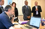Le ministre de l'Education nationale Pap Ndiaye en visite dans la cellule de rentrée du rectorat de Créteil (sud-est de Paris), le 23 août 2022